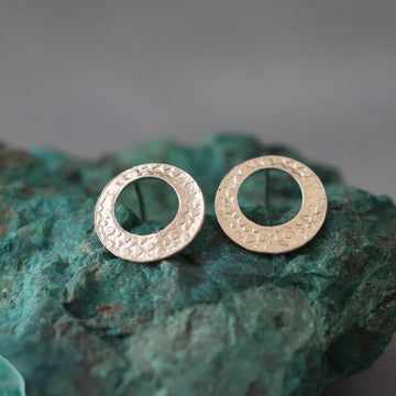 Artisan Textured Silver Earrings – Thoughtful Gift for Her • Mnimalist Silver Geometric Studs